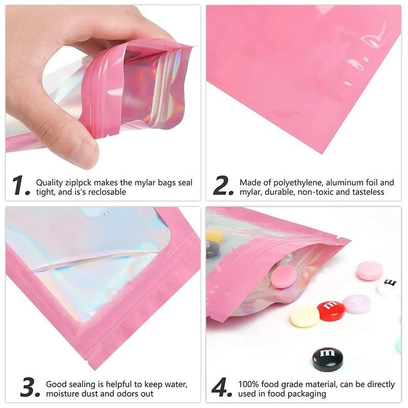 50Pcs Translucent Smell Proof Mylar Bags Resealable Odor Proof Bags