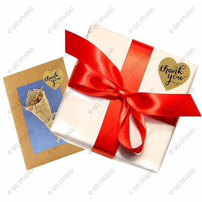 500pcs 1in Thank You Stickers Kraft Paper Heart Shaped for Gift Card