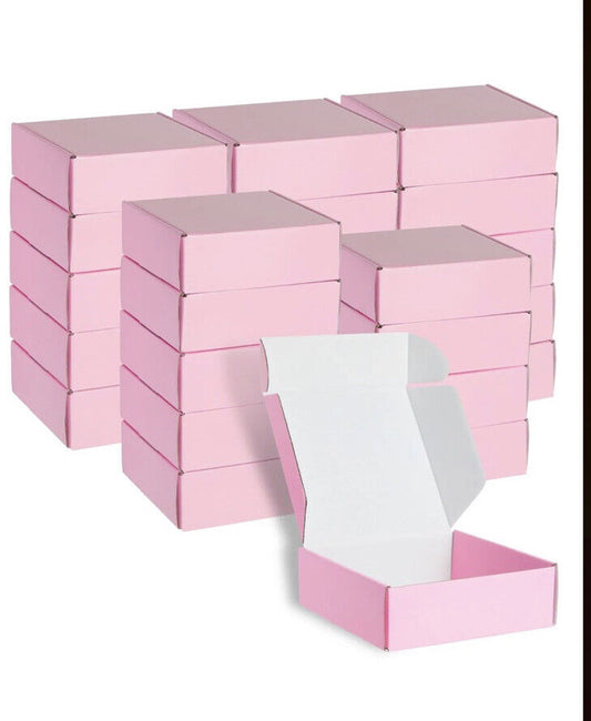 25 Pack Pink Corrugated Shipping Paper Mailer Packing Boxes for Business, 6x6x2"