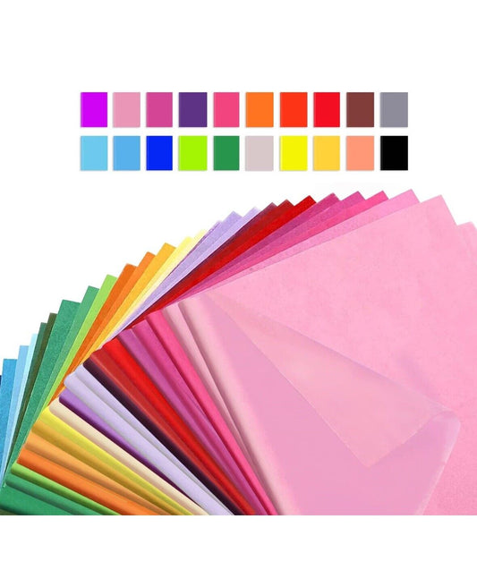 Multicolored Tissue Paper 20"x26" 300 Pack 25 Colors Art Tissue for Gifts