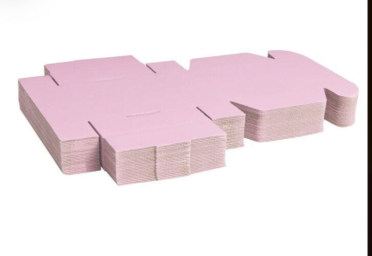 25 Pack Pink Corrugated Shipping Paper Mailer Packing Boxes for Business, 6x6x2"