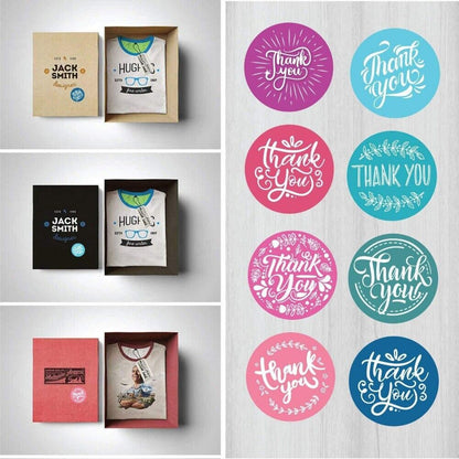 2 Roll of 1000 pcs 1" Assorted Floral Thank You Stickers