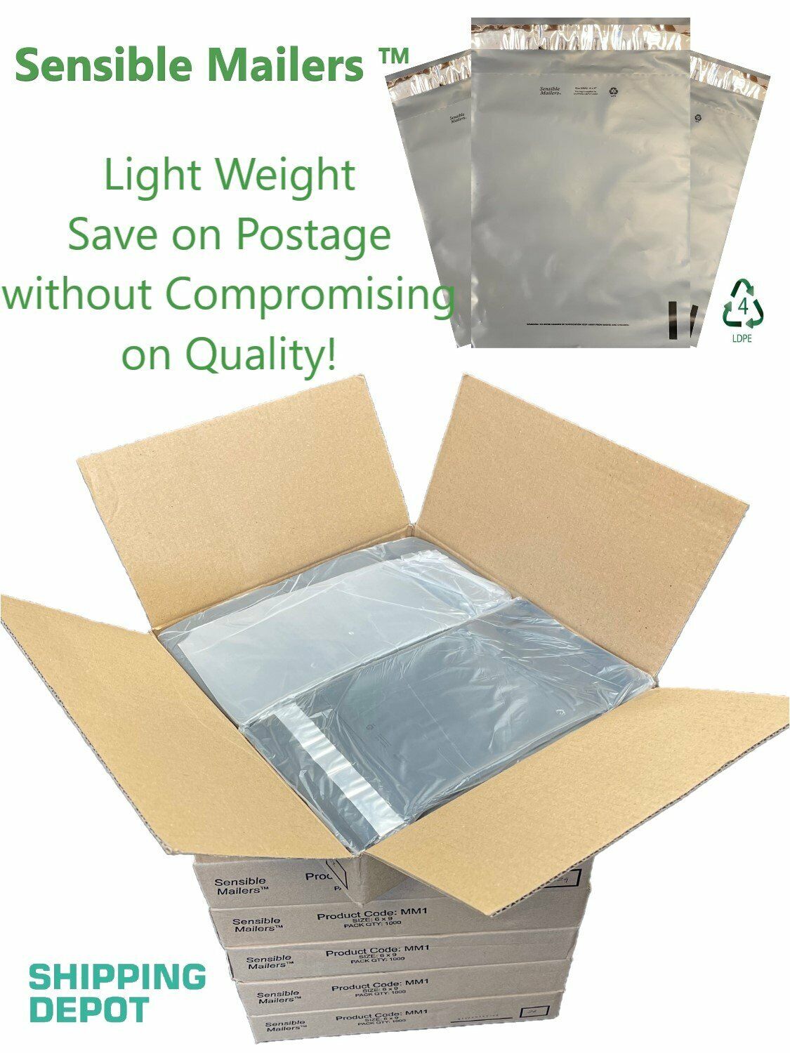 Fully Recycled Poly Mailers Earth Friendly Shipping Bags - Sensible Mailers